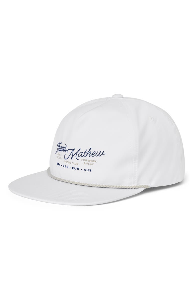 TravisMathew Gate Crasher Snapback Baseball Cap, Main, color, White