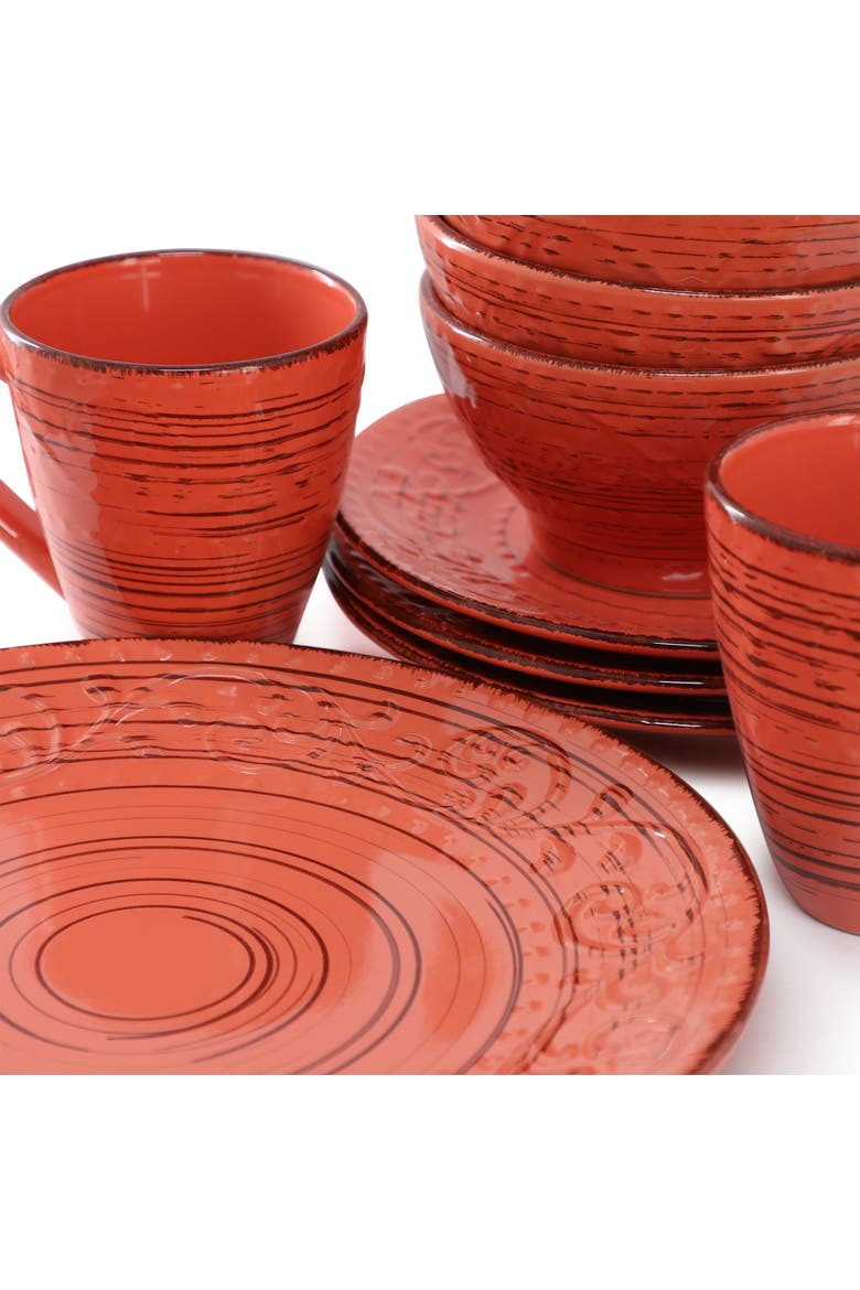Malibu Jasper 16-Piece Stoneware Dinnerware Set, Alternate, color, Orange