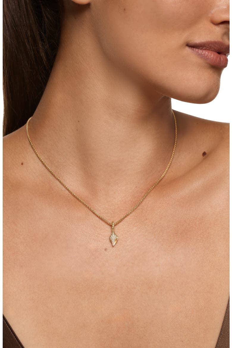 Pavé Diamond Shell Amulet in 18K Gold, Alternate, color, GOLD