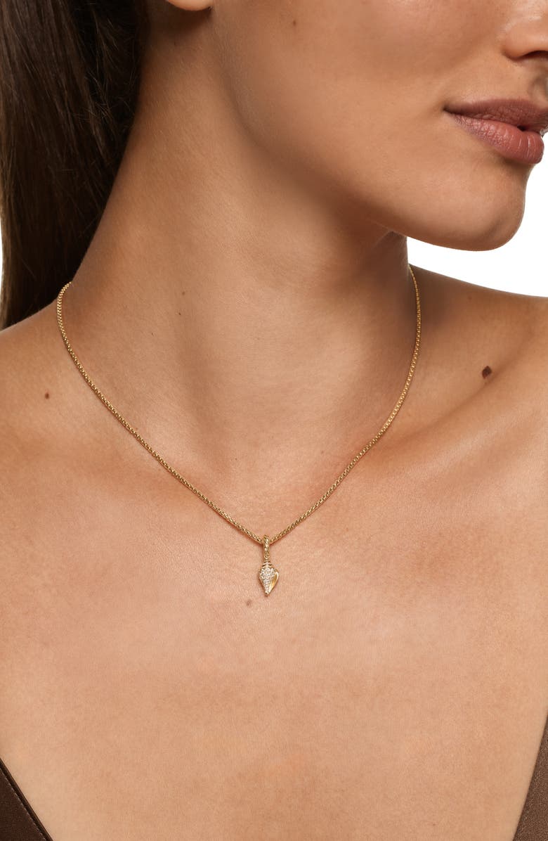 David Yurman Pavé Diamond Shell Amulet in 18K Gold, Alternate, color, Gold
