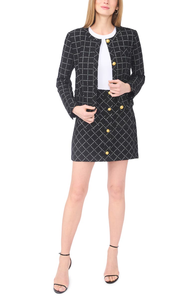 Ted Baker Viv Crewneck Tweed Crop Jacket, Alternate, color, Rich Black