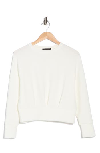 T Tahari Scuba Blouson Sweatshirt In Bright White