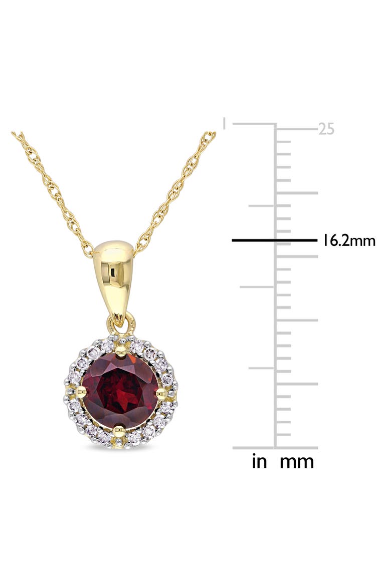 Gemstone & Diamond Halo Necklace 10K, Alternate, color, Garnet