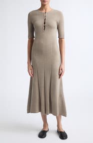 Maria McManus Shell Button Merino Wool Godet Dress