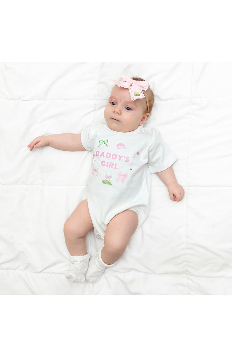 Sweet Wink Daddy's Girl Golf Icon Short Sleeve Romper, Alternate, color, White