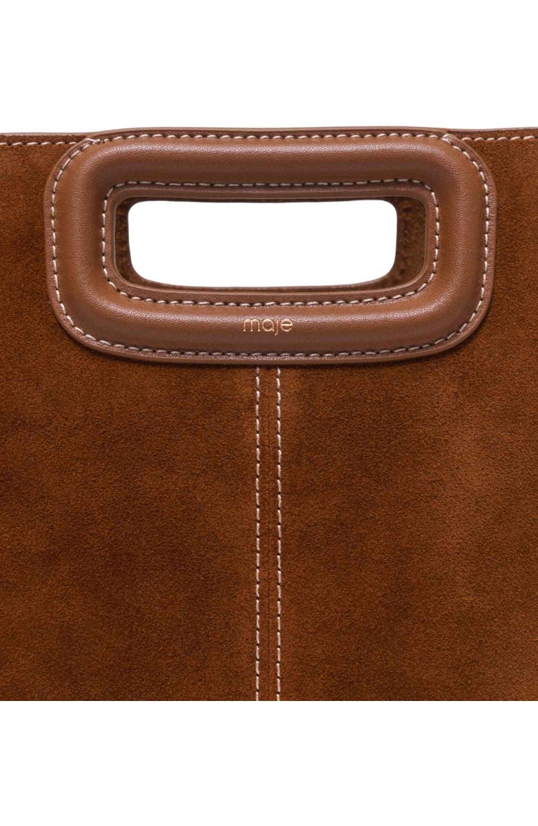 maje Topstitched suede M bag, Alternate, color, Brown