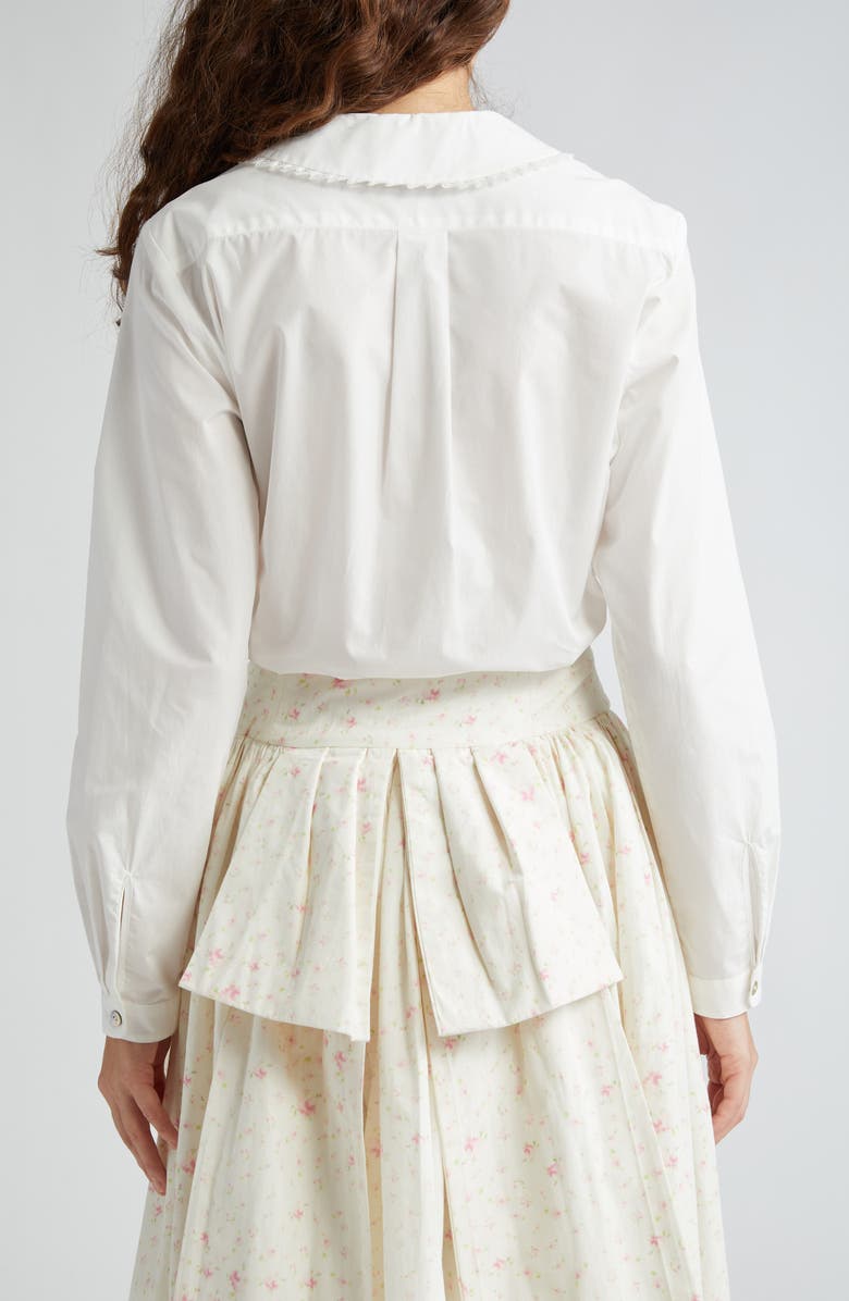 Sandy Liang Wembley Lace Trim Cotton Poplin Button-Up Shirt, Alternate, color,