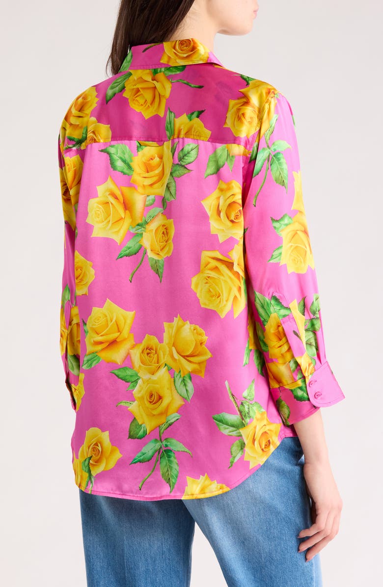 L'AGENCE Dani Floral Silk Button-Up Shirt, Alternate, color,