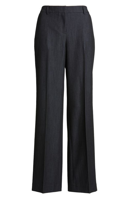 Anne Klein Flat Front Mid Rise Wide Leg Pants In Navy Combo