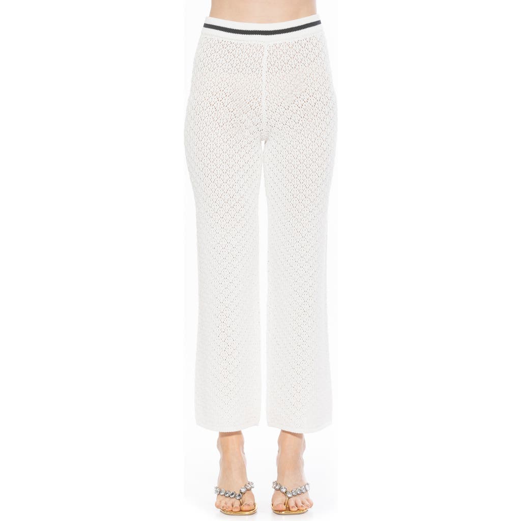 Alexia Admor Kora Cropped Open Stitch Knit Pants In Ivory