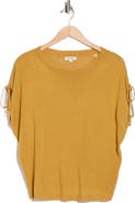 MAX STUDIO Ruched Tie Sleeve Sweater