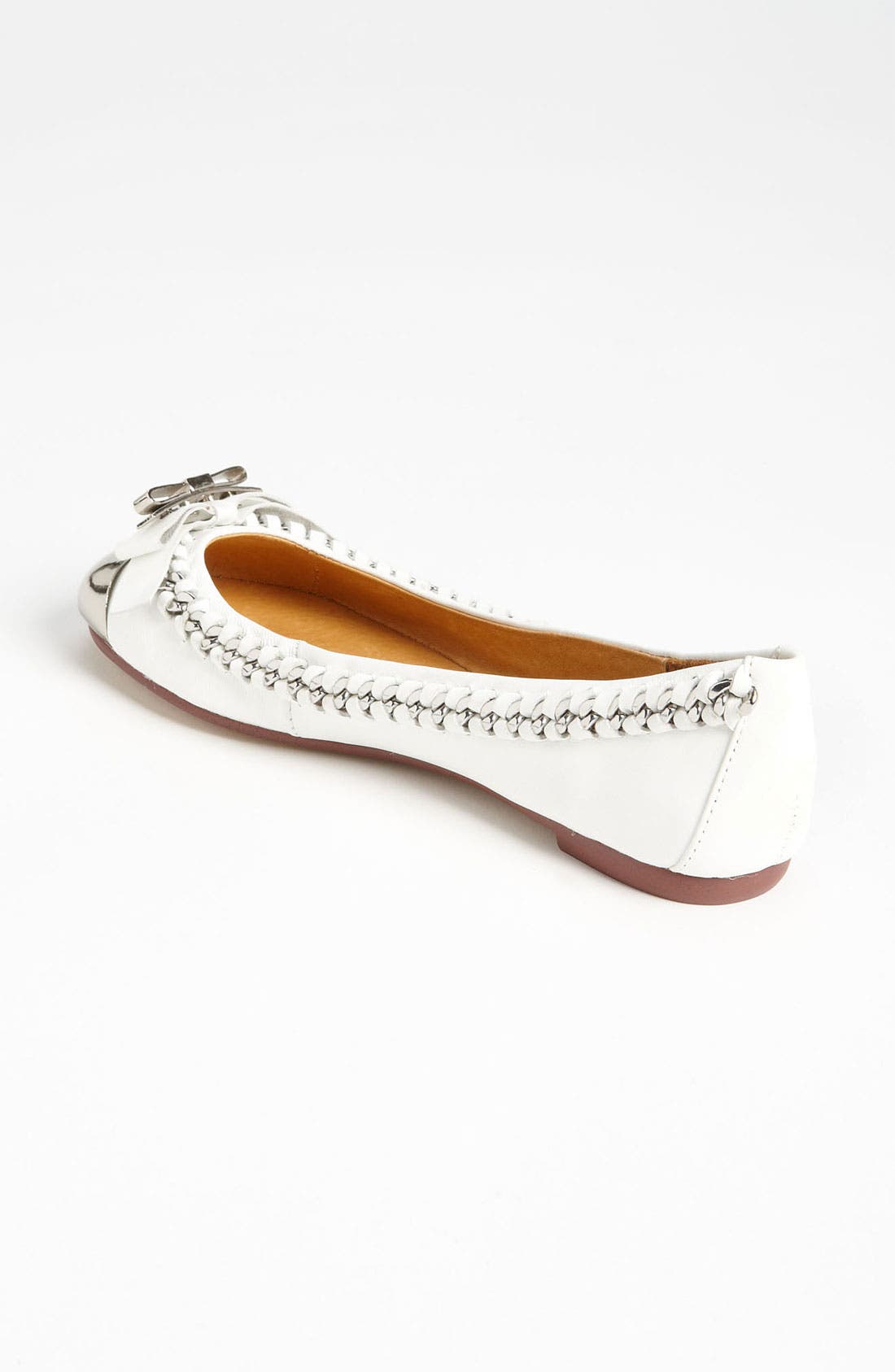 'Carrie-B' Cap Toe Ballet Flat, Alternate, color, WHITE/ SILVER