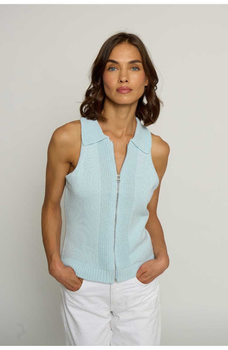 Central Park West Zip-Up Polo, Main, color, Blue