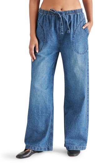 Steve Madden Gilda Wide Leg Denim Pants In Dakota Wash