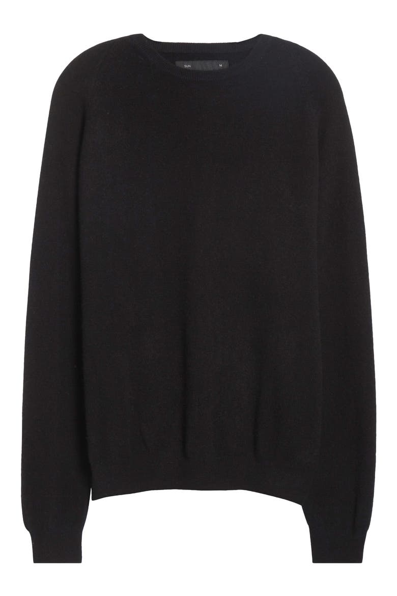 Cashmere Crewneck Sweater, Alternate, color, BLACK