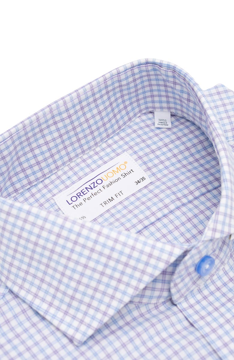Lorenzo Uomo Trim Fit Large Grid Dress Shirt, Alternate, color, Purple