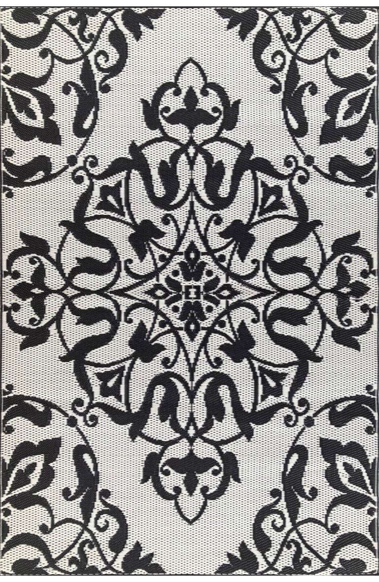 Mad Mats New Wrought Iron Rug, Main, color, Black White - 6'X9'