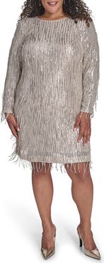 Eliza J Sequin Fringe Cocktail Dress