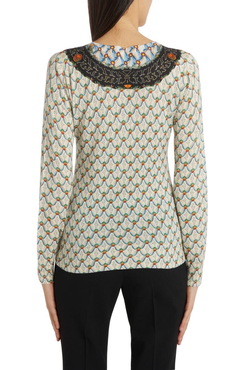 Etro Mixed Print Silk & Cashmere Sweater, Alternate, color,