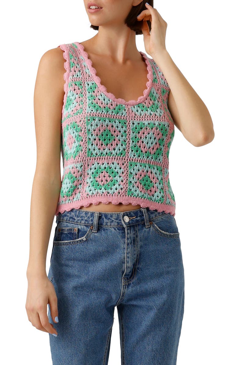 VERO MODA Crochet Sweater Tank, Main, color, 