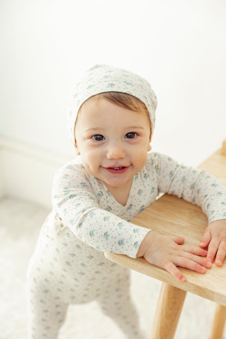 Fruit Print Wrap Romper Set with Hat, Alternate, color, Mauve