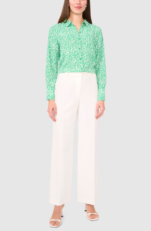 Halogenr Halogen(r) Geo Print Crepe Button-up Shirt In Vivid Green