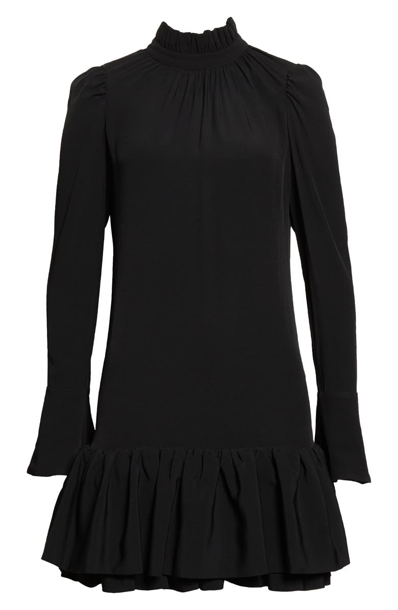 Rabanne Gathered Ruffle Hem Long Sleeve Minidress, Alternate, color,