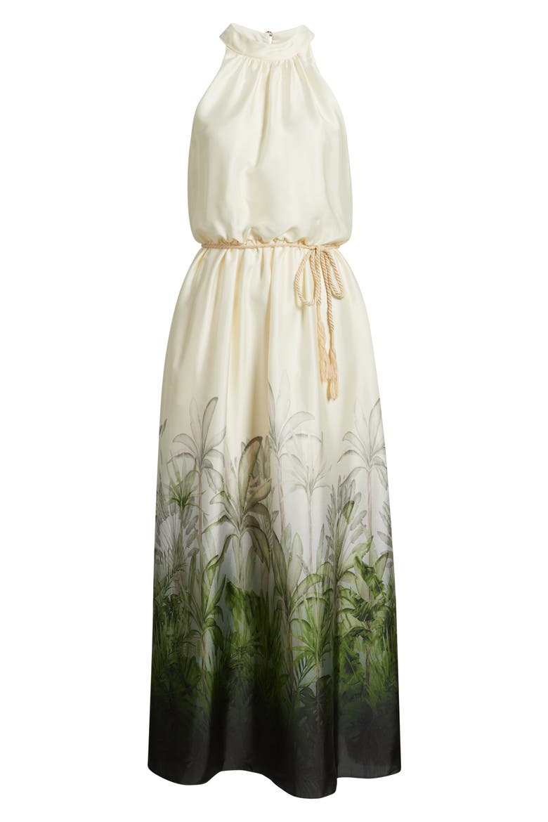 Tropical Print Mock Neck Maxi Dress, Alternate, color, IVORY MULTI