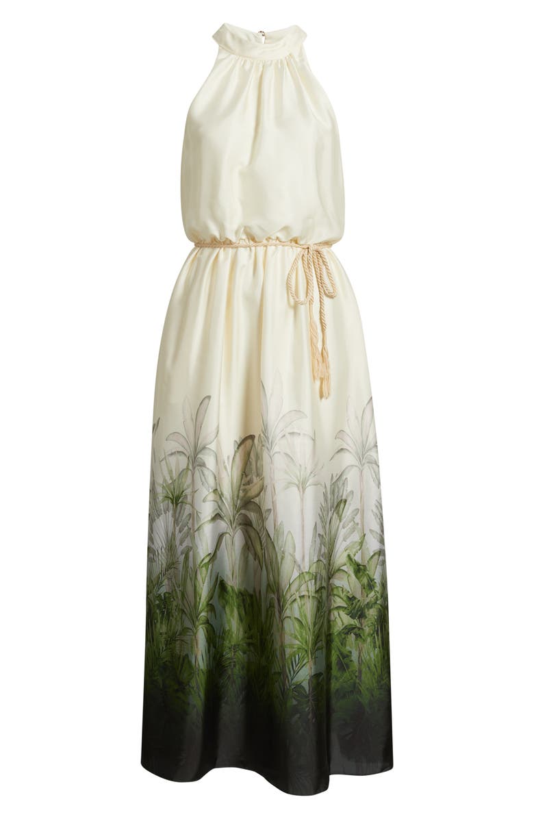 Julia Jordan Tropical Print Mock Neck Maxi Dress, Alternate, color, Ivory Multi