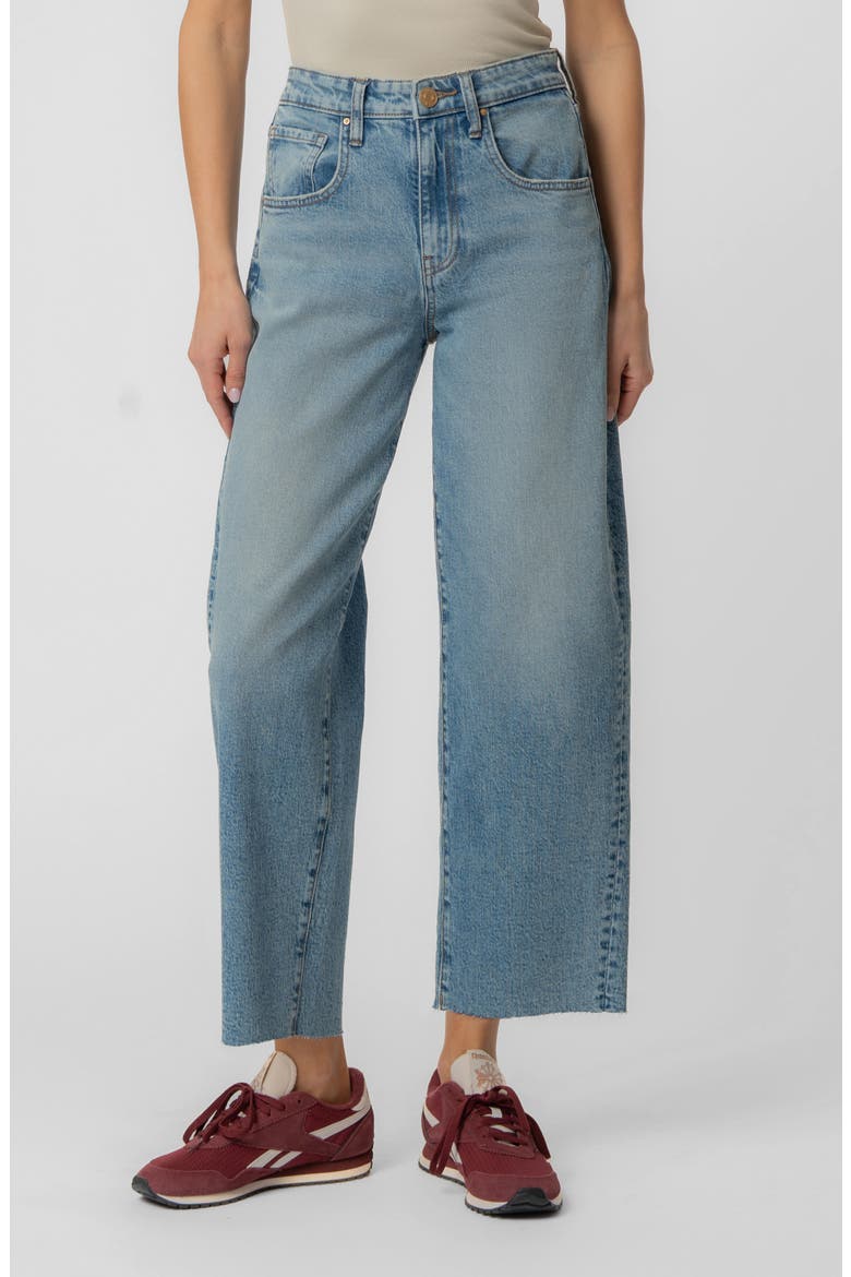 Gwen Raw Hem High Waist Crop Slouchy Wide Leg Jeans, Main, color, ANSWERING
