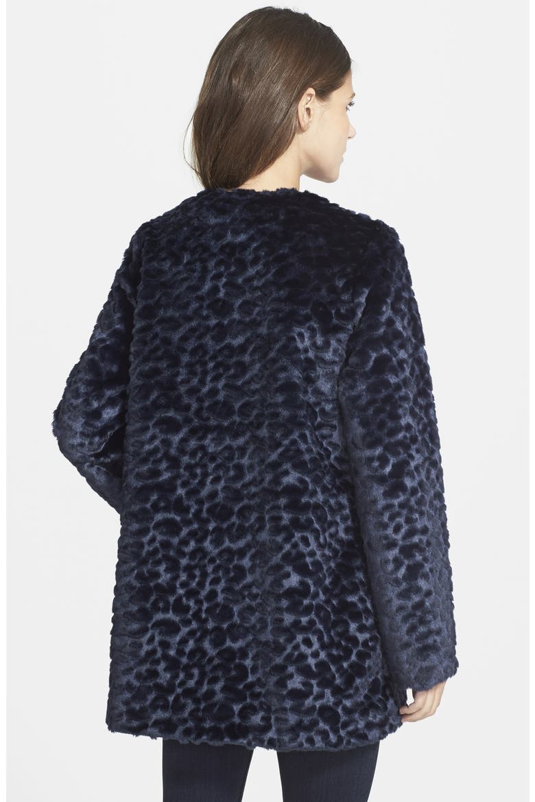 'Charles' Leopard Jacquard Faux Fur Topper, Alternate, color, INK