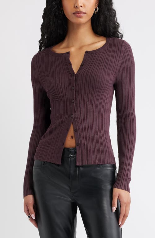 Open Edit Rib Cardigan In Purple