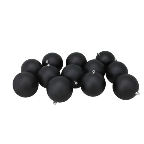 Matte Shatterproof Christmas Ball Ornaments - 4" (100mm) - Jet Black - 12ct