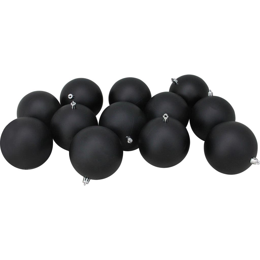 Northlight 12ct Jet Black Matte Shatterproof Christmas Ball Ornaments 4" In Black