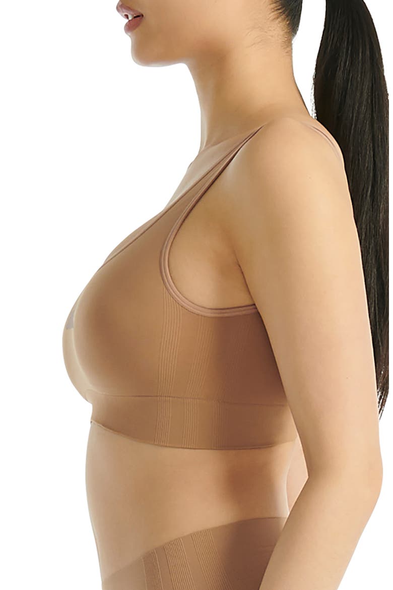 Seamless Micro Stretch Lounge Bra, Alternate, color, TOASTED ALMOND