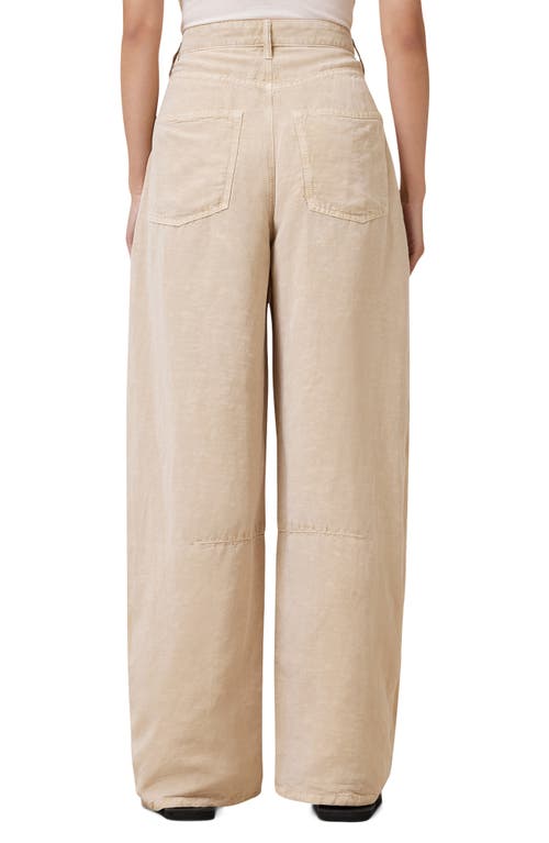 Allsaints Womens Sand Brown Jett Barrel-leg Linen-blend Trousers