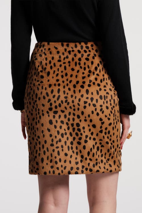 Frances Valentine Blaine Skirt Cheetah Faux Fur In Black