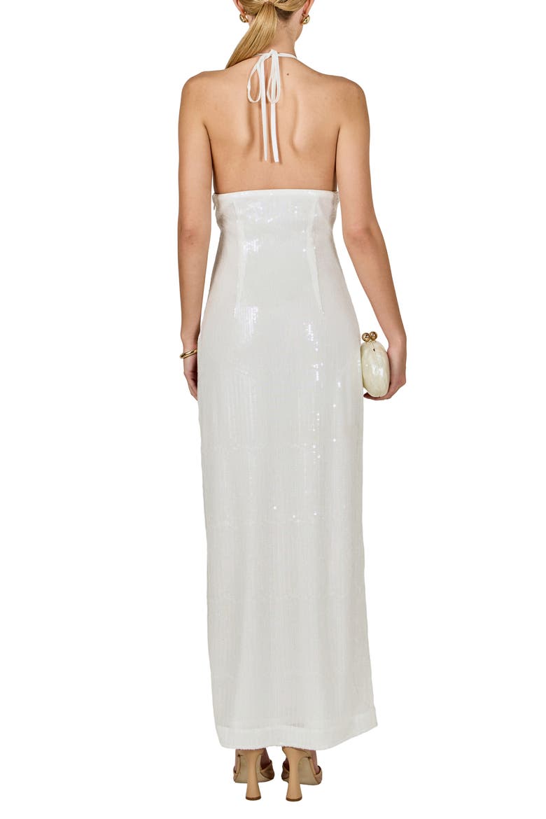 Rose Sequin Halter Maxi Dress, Alternate, color, WHITE