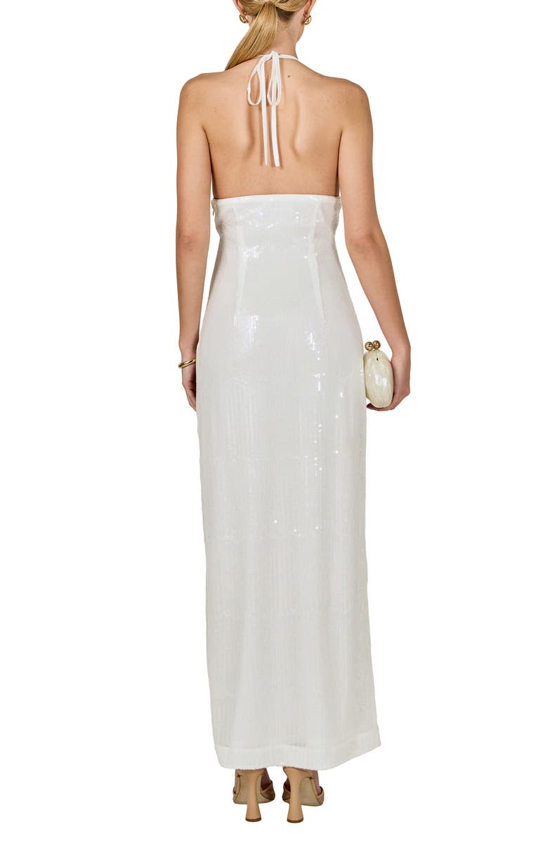 Endless Rose Rose Sequin Halter Maxi Dress, Alternate, color, White