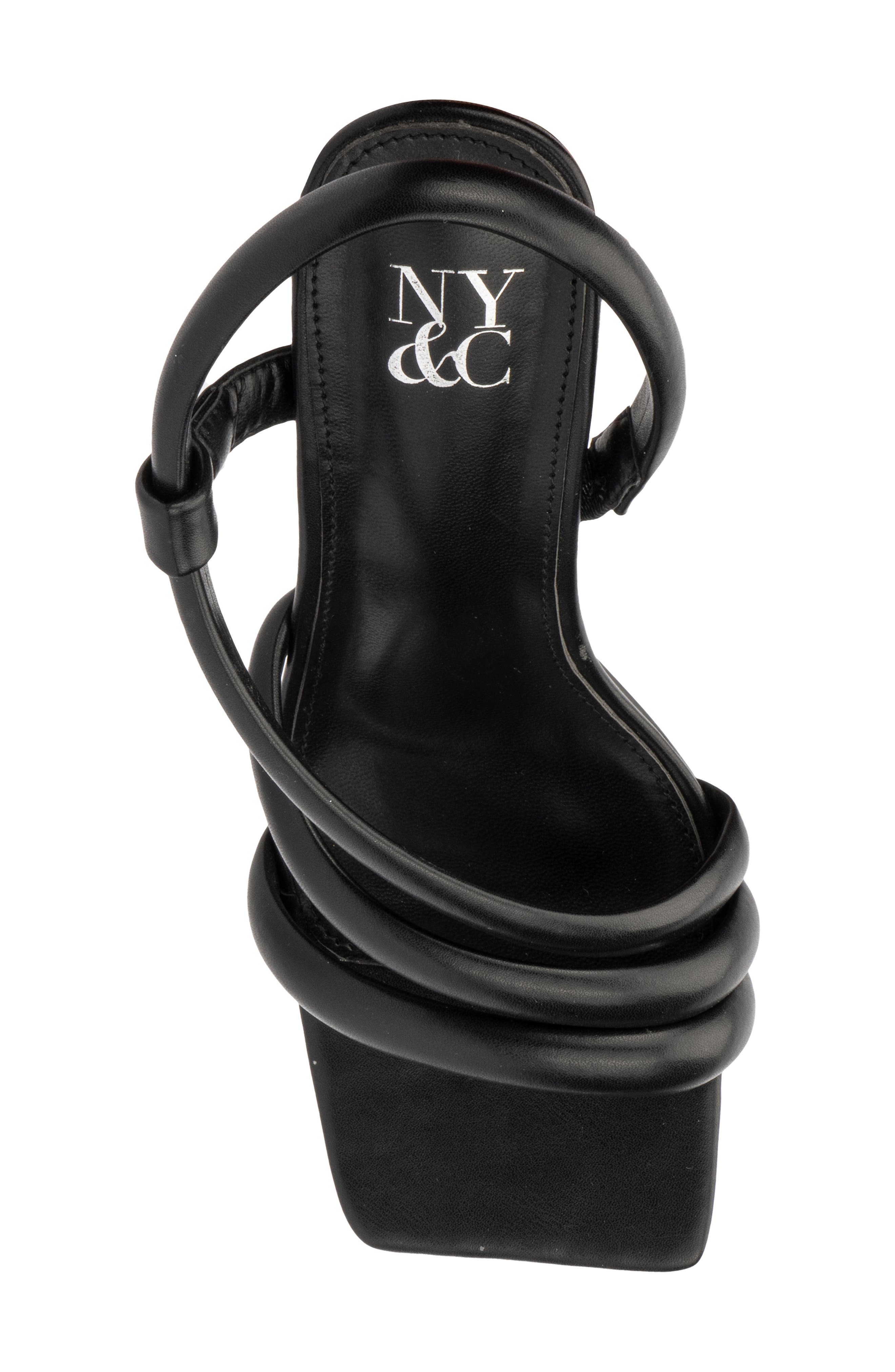 NEW YORK AND COMPANY Albina Asymmetrical Heeed Sandal, Alternate, color, Black