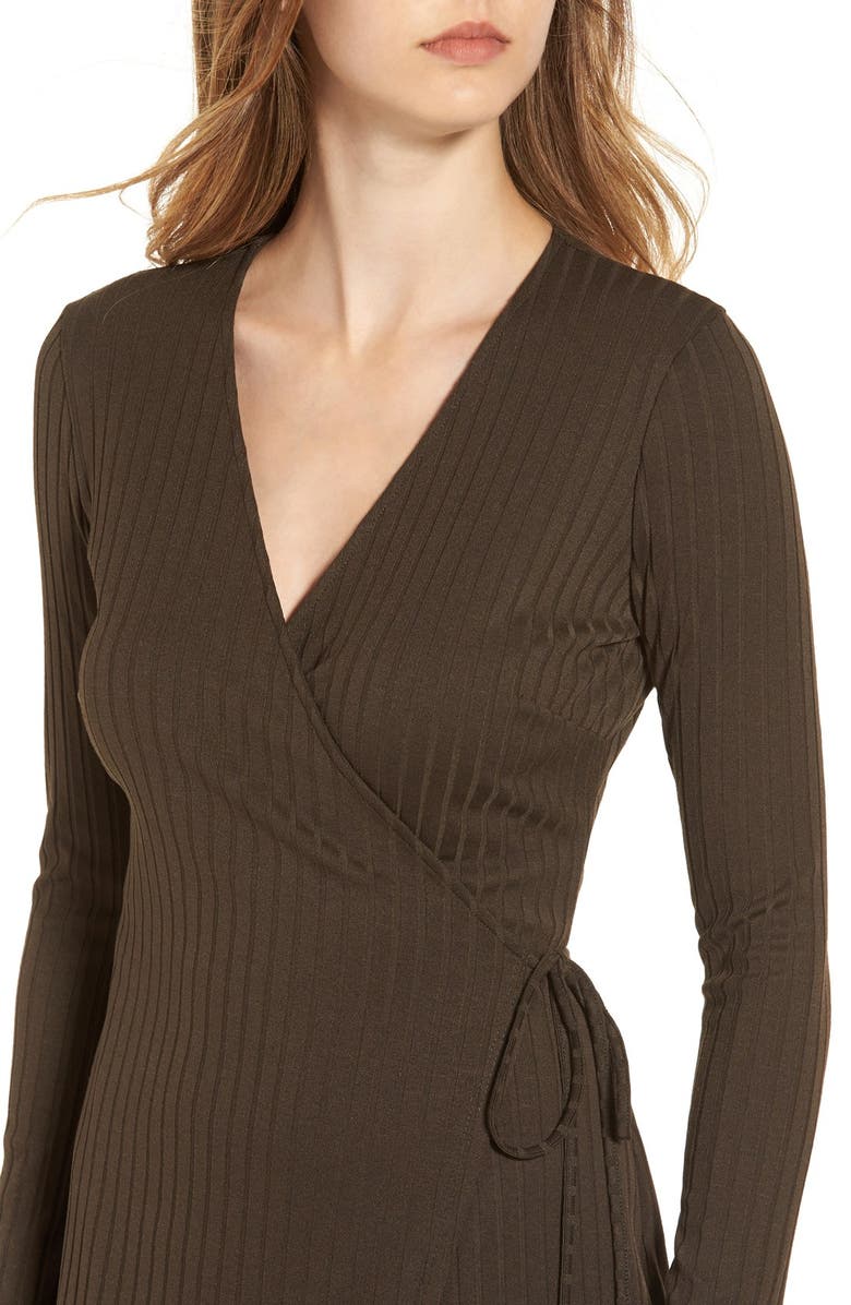 ASTR the Label ASTR Rib Knit Wrap Dress, Alternate, color, 