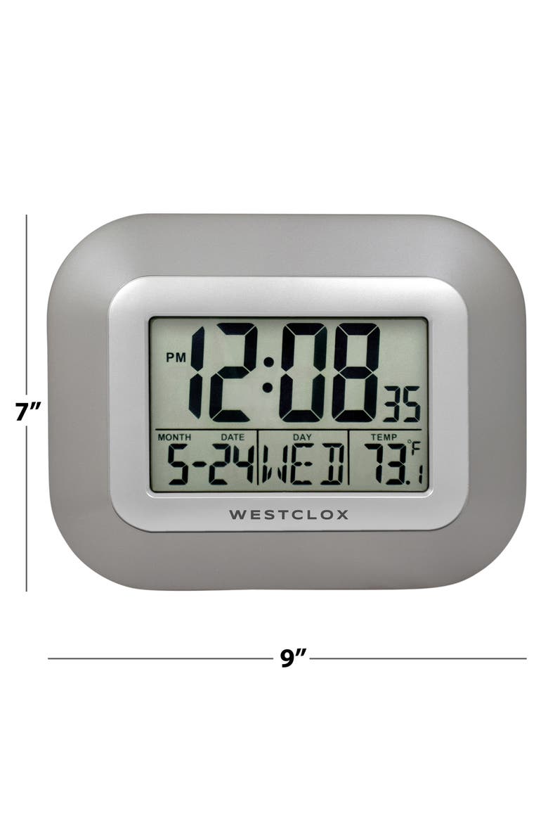 Digital LCD Wall Clock, Alternate, color, SILVER