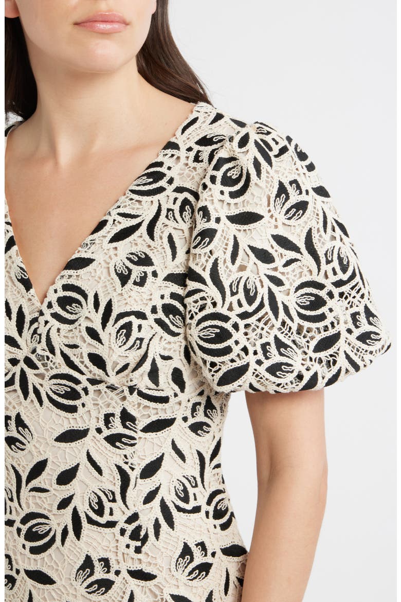 The Presley Cotton Blend Lace Midi Dress, Alternate, color, IVORY/ NOIR