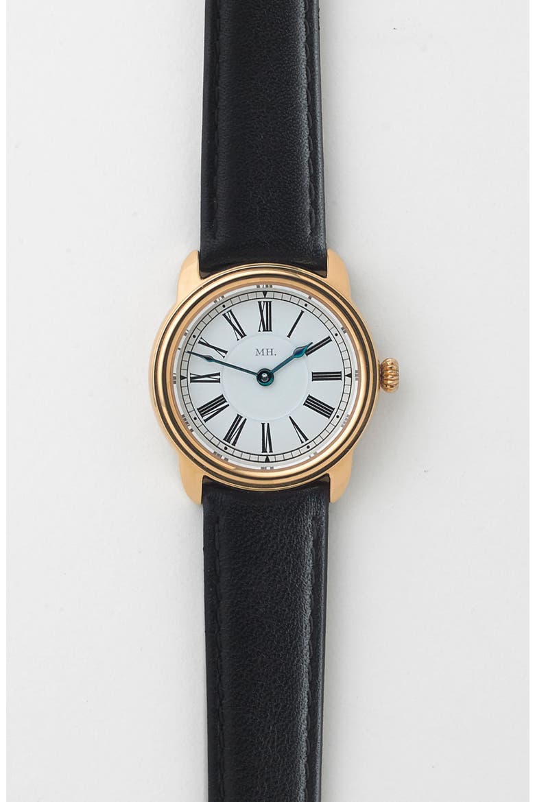 The Harriet Petite Vintage Watch, Main, color, Gold Watch - Black Strap
