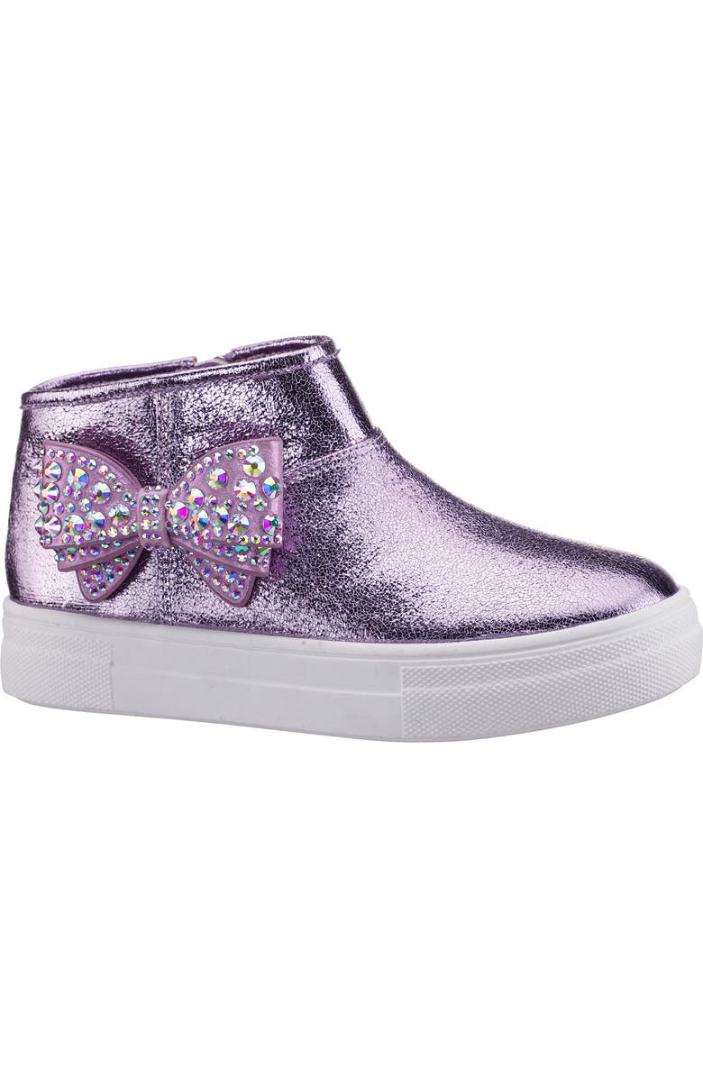 Nina Kids' Gwenny Sneaker, Main, color, Light Purple Crackle Metallic