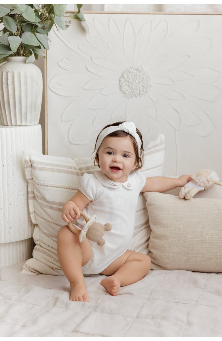 Ely's & Co. Organic Cotton Embroidered Collar Collection - Romper, Alternate, color, Ivory Heather