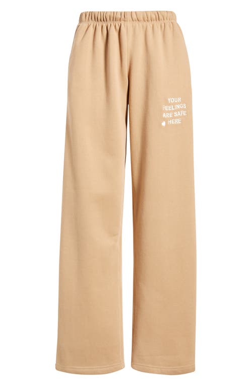 Happy Camp3r Feelings Are Safe Here Embroidered Sweatpants In Brown