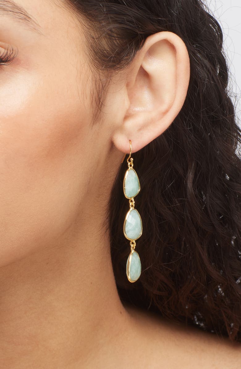 Kiara by Ki-Ele Kristyn Amazonite Triple Drop Earrings, Alternate, color,
