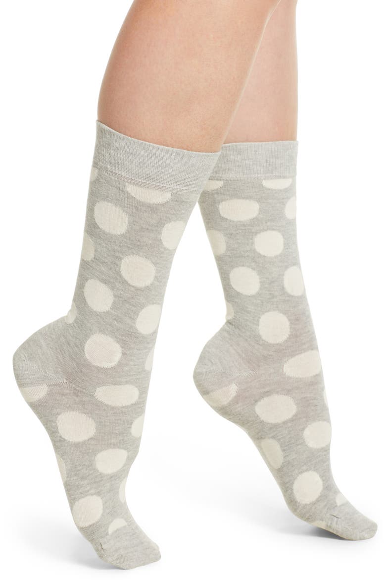 Big Dot Crew Socks, Main, color, GREY/ WHITE