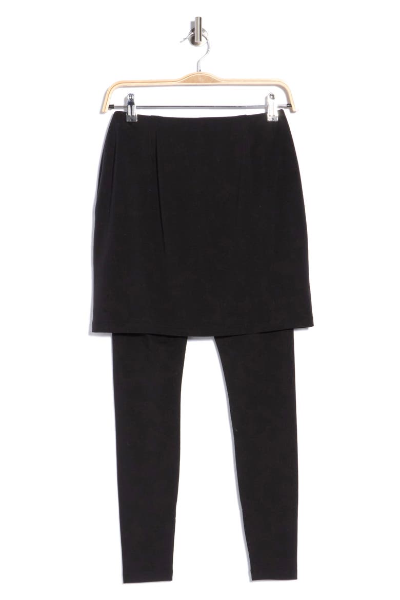 Skirted Ankle Leggings, Alternate, color, BLACK